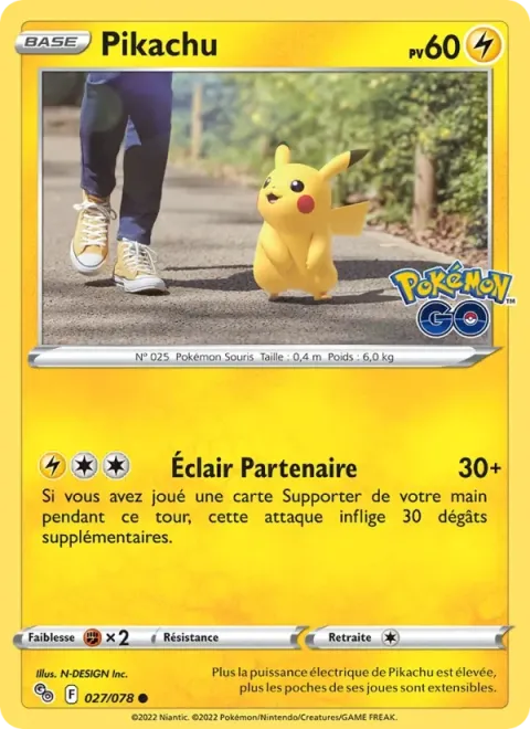 Carte Pokémon Pikachu 027/078, extension Pokémon GO