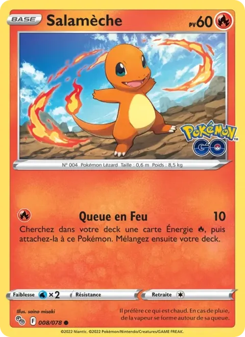Carte Pokémon Salamèche 008/078, extension Pokémon GO