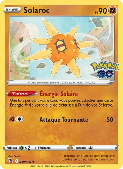Carte Pokémon Solaroc 039/078, extension Pokémon GO