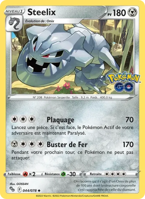 Carte Pokémon Steelix 044/078, extension Pokémon GO