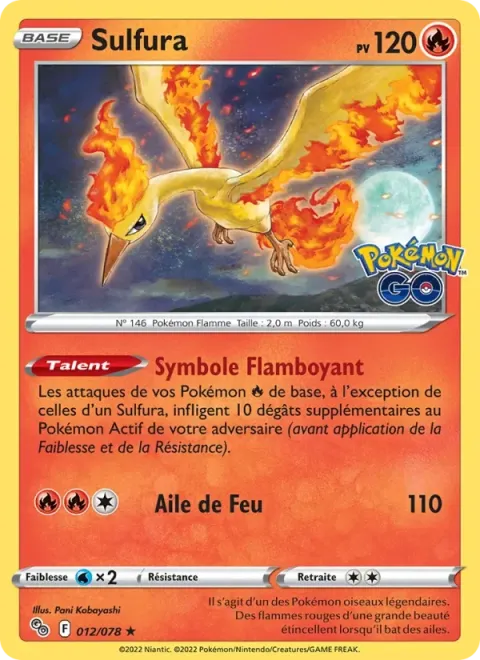 Carte Pokémon Sulfura 012/078, extension Pokémon GO