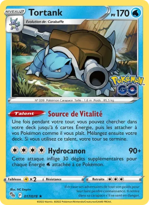 Carte Pokémon Tortank 017/078, extension Pokémon GO