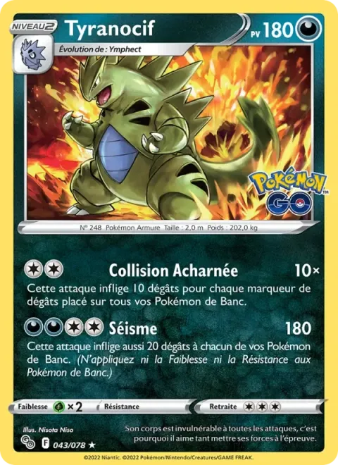 Carte Pokémon Tyranocif 043/078, extension Pokémon GO