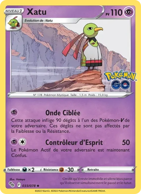 Carte Pokémon Xatu 033/078, extension Pokémon GO