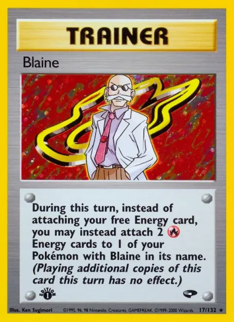 Carte Pokémon Blaine 017/132, extension Gym Challenge (sortie anglaise)