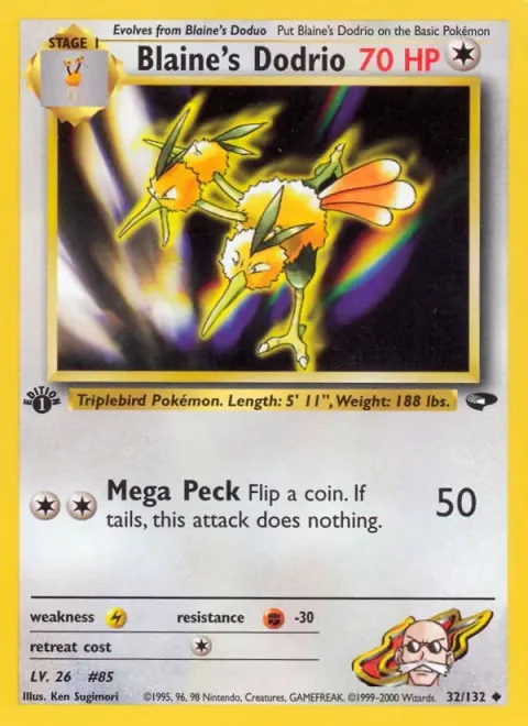 Carte Pokémon Blaine’s Dodrio 032/132, extension Gym Challenge (sortie anglaise)