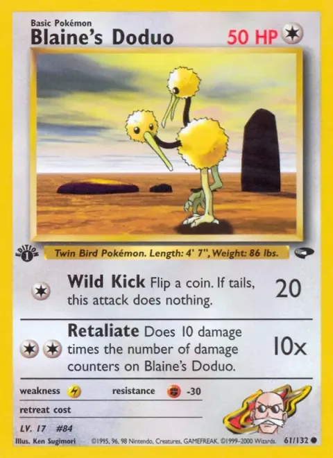 Carte Pokémon Blaine’s Doduo 061/132, extension Gym Challenge (sortie anglaise)