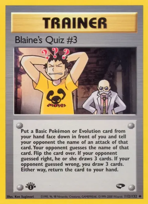 Carte Pokémon Blaine’s Quiz #3 112/132, extension Gym Challenge (sortie anglaise)