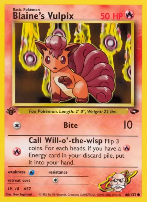 Carte Pokémon Blaine’s Vulpix 066/132, extension Gym Challenge (sortie anglaise)