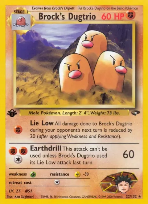 Carte Pokémon Brock’s Dugtrio 022/132, extension Gym Challenge (sortie anglaise)