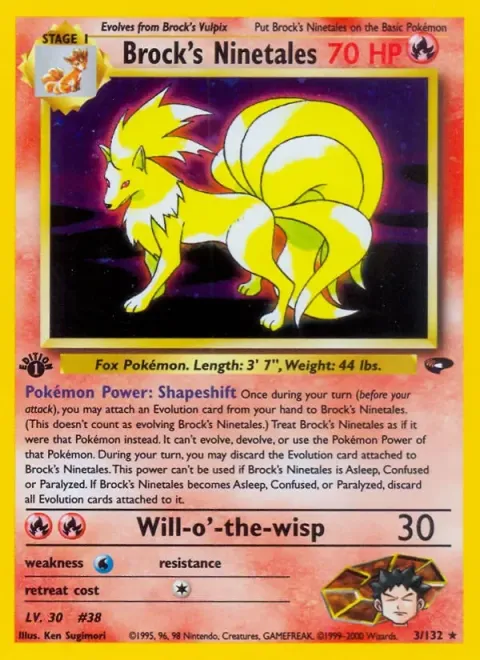 Carte Pokémon Brock’s Ninetales 003/132, extension Gym Challenge (sortie anglaise)