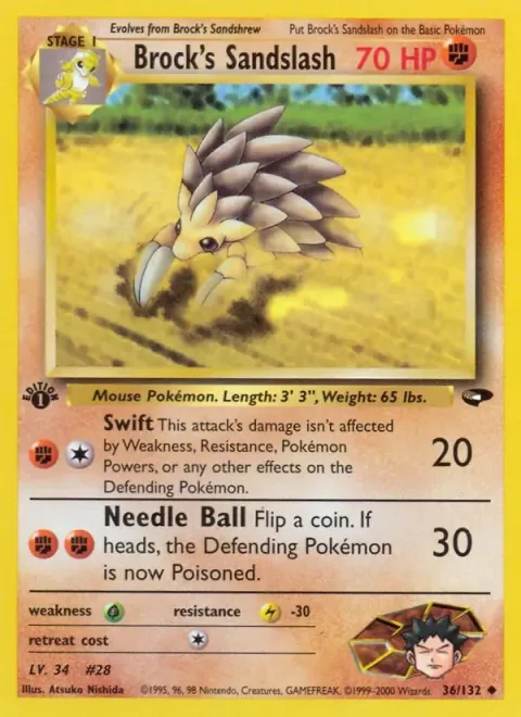 Carte Pokémon Brock’s Sandslash 036/132, extension Gym Challenge (sortie anglaise)