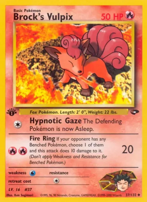 Carte Pokémon Brock’s Vulpix 037/132, extension Gym Challenge (sortie anglaise)