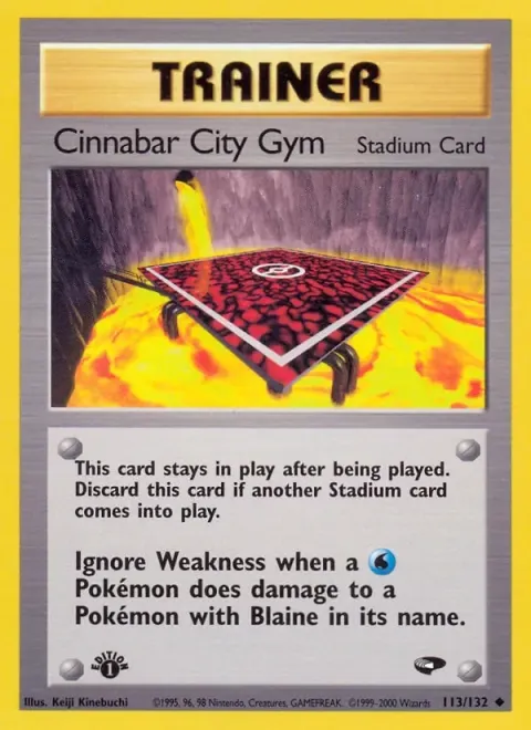 Carte Pokémon Cinnabar City Gym 113/132, extension Gym Challenge (sortie anglaise)