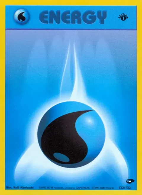 Carte Pokémon Énergie Eau 132/132, extension Gym Challenge (sortie anglaise)