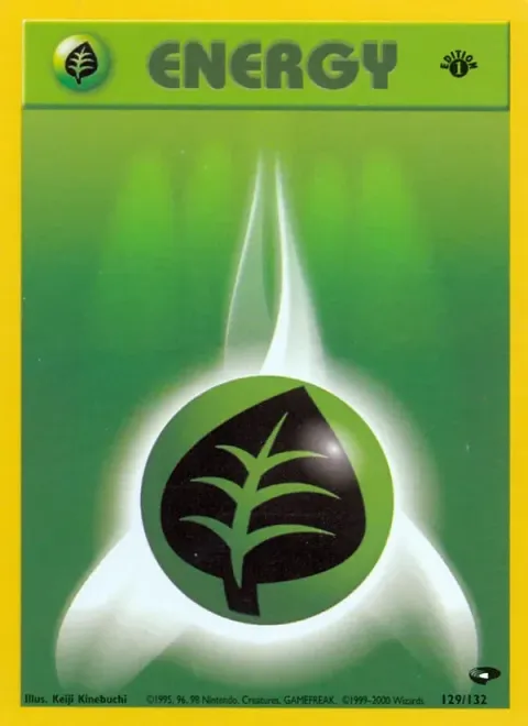 Carte Pokémon Énergie Plante 129/132, extension Gym Challenge (sortie anglaise)