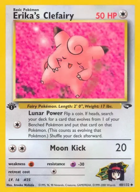 Carte Pokémon Erika’s Clefairy 040/132, extension Gym Challenge (sortie anglaise)