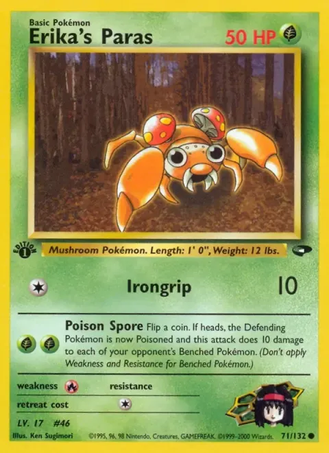 Carte Pokémon Erika’s Paras 071/132, extension Gym Challenge (sortie anglaise)