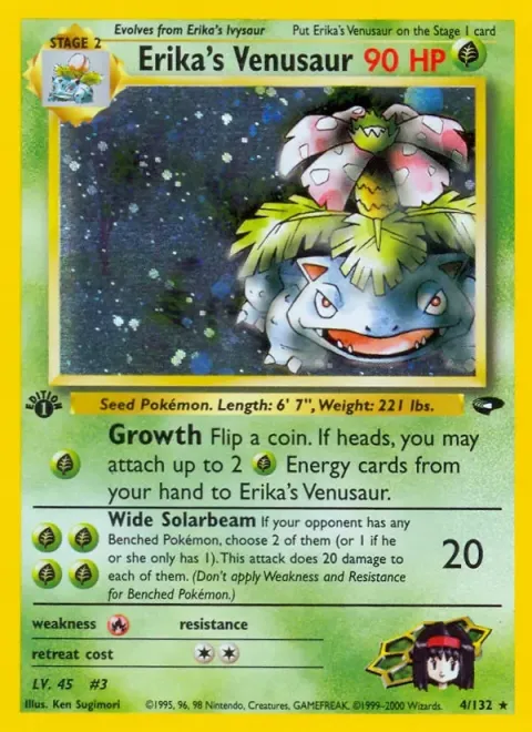 Carte Pokémon Erika’s Venusaur 004/132, extension Gym Challenge (sortie anglaise)