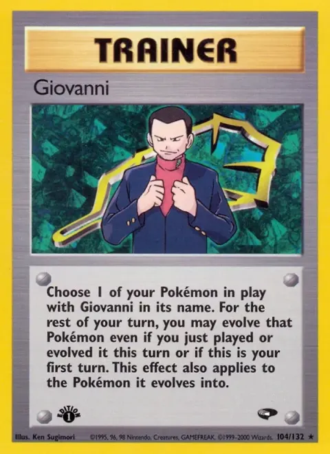 Carte Pokémon Giovanni 104/132, extension Gym Challenge (sortie anglaise)