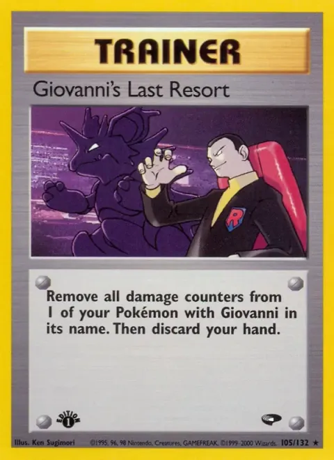 Carte Pokémon Giovanni’s Last Resort 105/132, extension Gym Challenge (sortie anglaise)