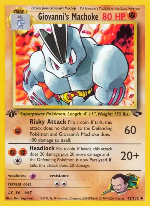 Carte Pokémon Giovanni’s Machoke 042/132, extension Gym Challenge (sortie anglaise)