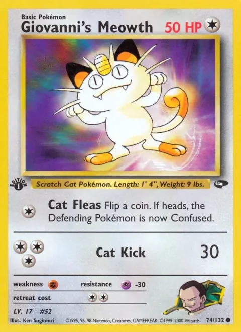 Carte Pokémon Giovanni’s Meowth 074/132, extension Gym Challenge (sortie anglaise)