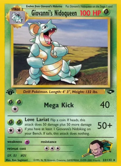 Carte Pokémon Giovanni’s Nidoqueen 023/132, extension Gym Challenge (sortie anglaise)
