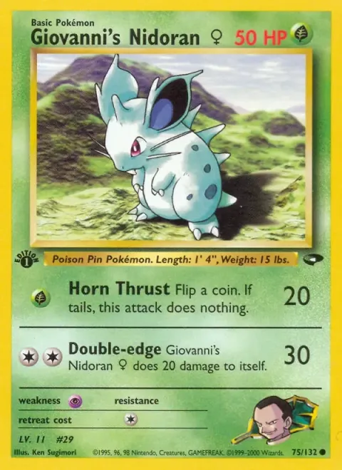 Carte Pokémon Giovanni’s Nidoran ♀ 075/132, extension Gym Challenge (sortie anglaise)