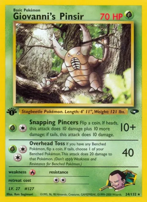 Carte Pokémon Giovanni’s Pinsir 024/132, extension Gym Challenge (sortie anglaise)