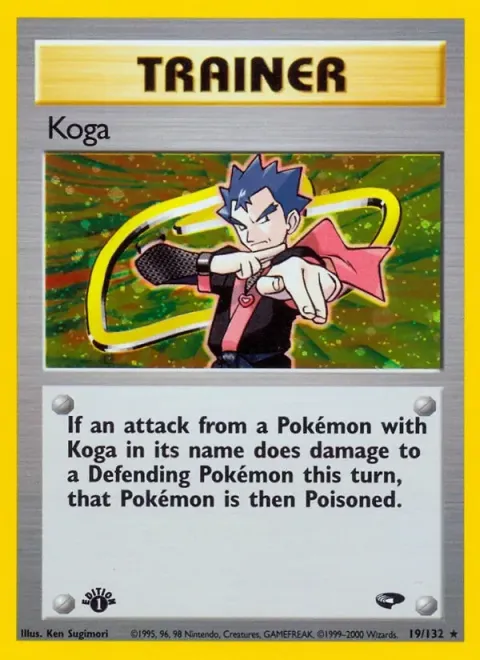 Carte Pokémon Koga 019/132, extension Gym Challenge (sortie anglaise)