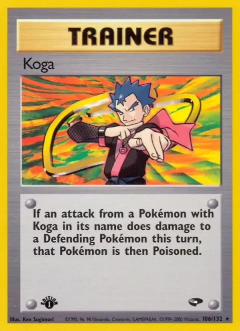 Carte Pokémon Koga 106/132, extension Gym Challenge (sortie anglaise)