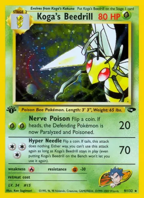 Carte Pokémon Koga’s Beedrill 009/132, extension Gym Challenge (sortie anglaise)