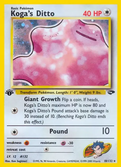 Carte Pokémon Koga’s Ditto 010/132, extension Gym Challenge (sortie anglaise)