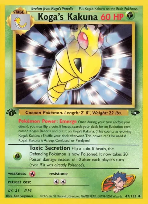 Carte Pokémon Koga’s Kakuna 047/132, extension Gym Challenge (sortie anglaise)