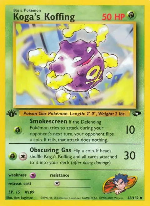 Carte Pokémon Koga’s Koffing 048/132, extension Gym Challenge (sortie anglaise)