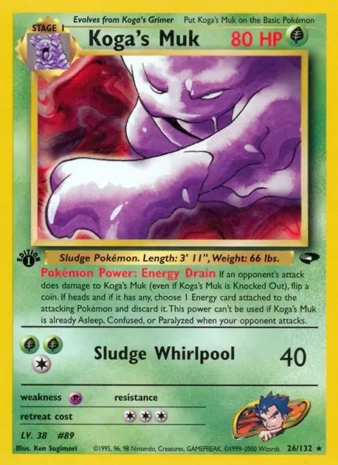 Carte Pokémon Koga’s Muk 026/132, extension Gym Challenge (sortie anglaise)