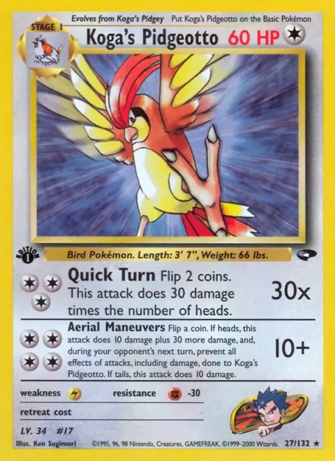 Carte Pokémon Koga’s Pidgeotto 027/132, extension Gym Challenge (sortie anglaise)