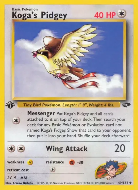 Carte Pokémon Koga’s Pidgey 049/132, extension Gym Challenge (sortie anglaise)