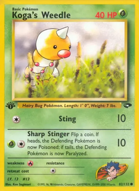 Carte Pokémon Koga’s Weedle 082/132, extension Gym Challenge (sortie anglaise)