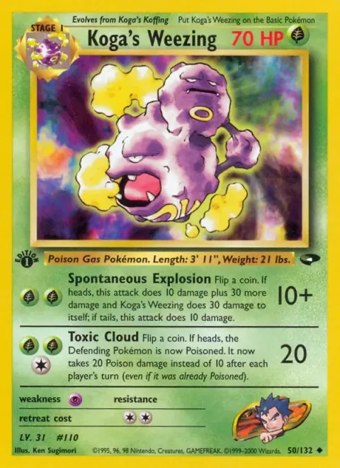 Carte Pokémon Koga’s Weezing 050/132, extension Gym Challenge (sortie anglaise)