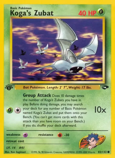 Carte Pokémon Koga’s Zubat 083/132, extension Gym Challenge (sortie anglaise)