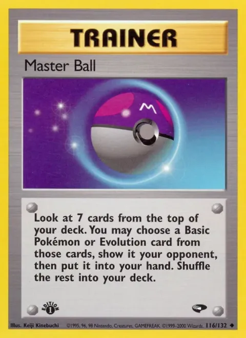 Carte Pokémon Master Ball 116/132, extension Gym Challenge (sortie anglaise)