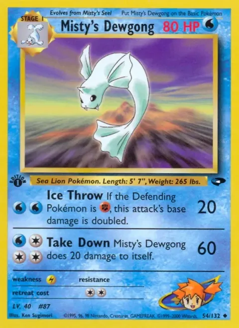 Carte Pokémon Misty’s Dewgong 054/132, extension Gym Challenge (sortie anglaise)