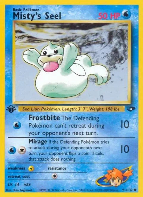 Carte Pokémon Misty’s Seel 091/132, extension Gym Challenge (sortie anglaise)