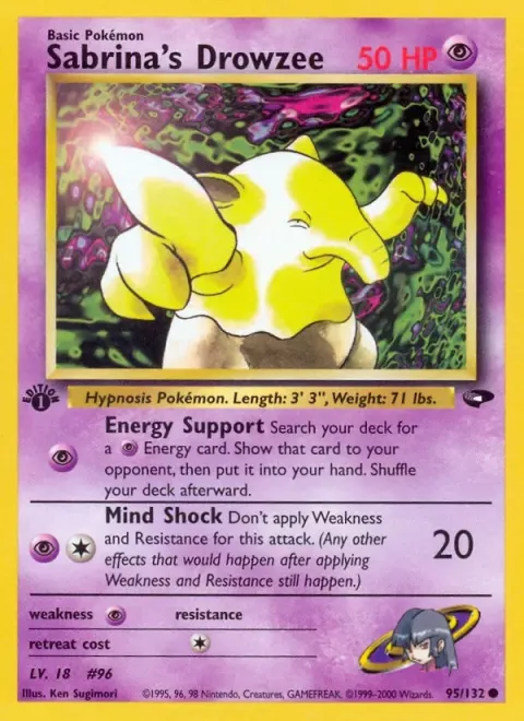Carte Pokémon Sabrina’s Drowzee 095/132, extension Gym Challenge (sortie anglaise)