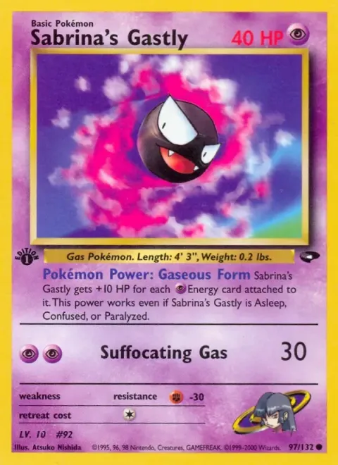 Carte Pokémon Sabrina’s Gastly 097/132, extension Gym Challenge (sortie anglaise)