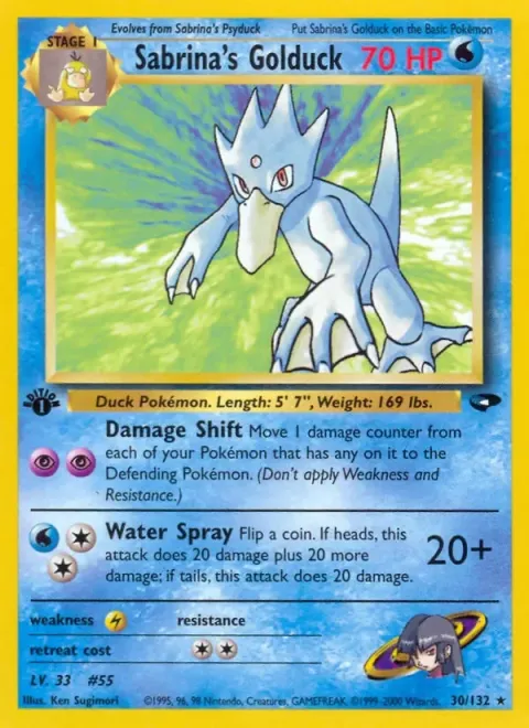 Carte Pokémon Sabrina’s Golduck 030/132, extension Gym Challenge (sortie anglaise)