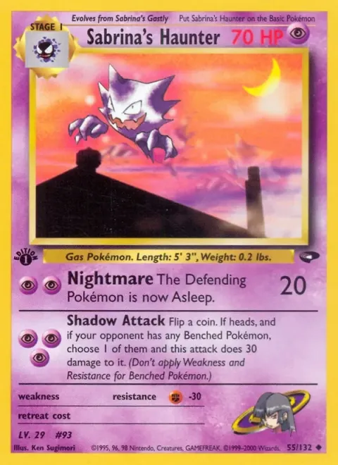 Carte Pokémon Sabrina’s Haunter 055/132, extension Gym Challenge (sortie anglaise)