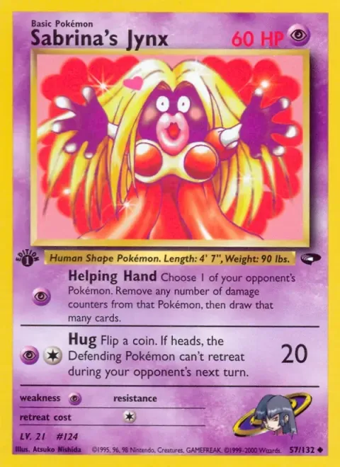Carte Pokémon Sabrina’s Jynx 057/132, extension Gym Challenge (sortie anglaise)